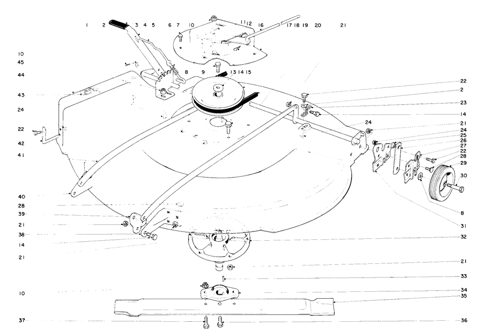 26" Cutter Housing Assembly Diagram and Parts List for 56000 2000001 - 2999999 Toro Lawn Tractor