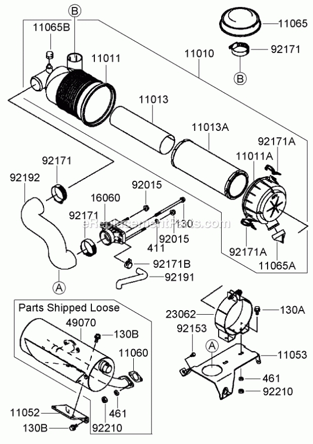 Air Filter And Muffler Assembly Kawasaki Fh77 Diagram and Parts List for 74237 270000001-270999999 Toro Lawn Mower