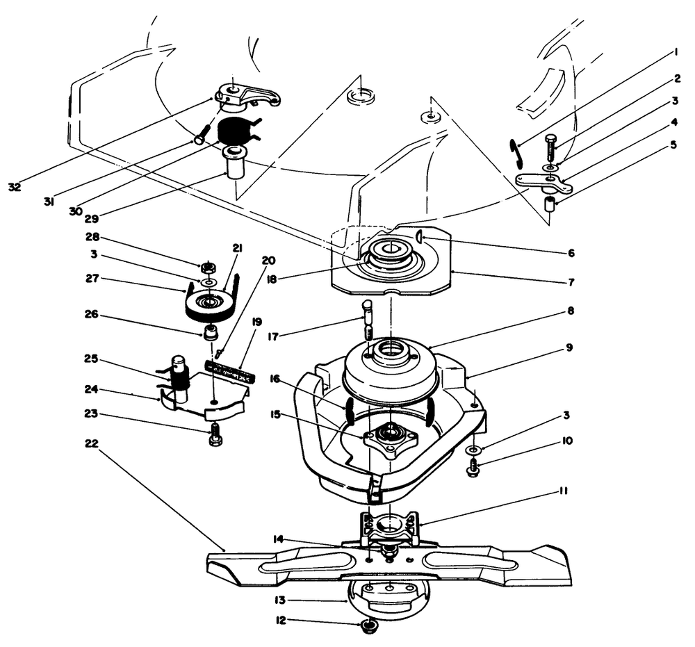 Blade Brake Clutch Assembly Diagram and Parts List for 20622C 7000001 - 7999999 Toro Lawn Mower