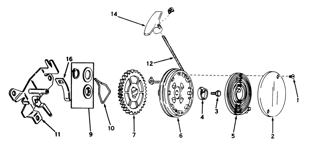 Rewind Starter No. 590519 (Mower Model No. 21658)(Engine No. Tnt 100-10055b) Diagram and Parts List for 21658 8000001 - 8999999 Toro Lawn Mower