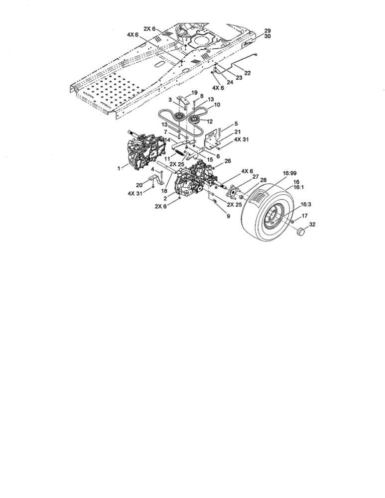 Hydro Drive Assembly Diagram and Parts List for 74373 290004013 AND UP Toro Lawn Mower