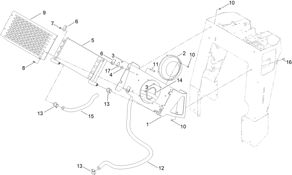 Oil Cooler Assembly Diagram and Parts List for 23208G 410480000 - 412599999 Toro Stump Grinder