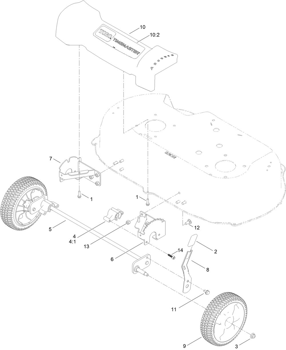 Front Wheel And Height-Of-Cut Assembly Diagram and Parts List for 21876 400000000 - 999999999 Toro Lawn Mower