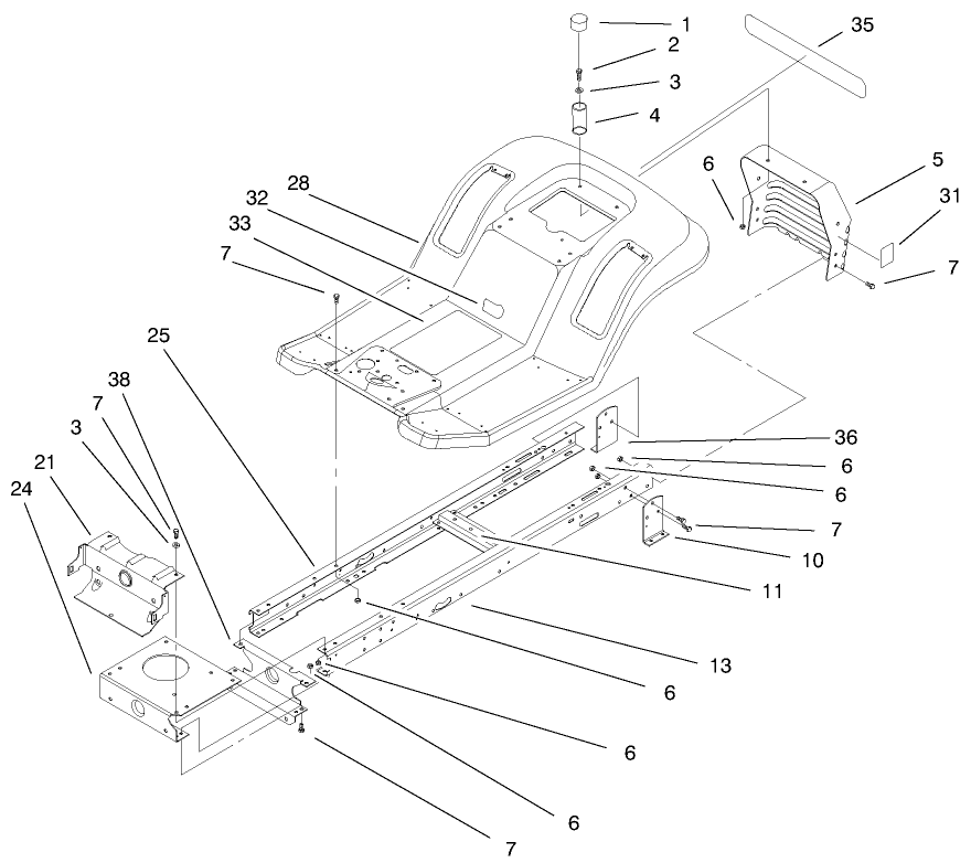 Frame & Body Assembly Diagram and Parts List for 71197 9900001 - 9999999 Toro Lawn Tractor
