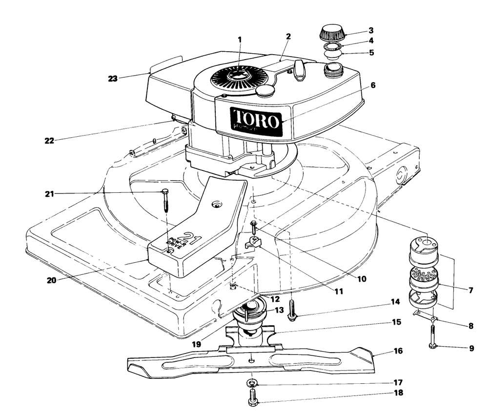 Engine Assembly (Model 18010) Diagram and Parts List for 18005 1000001 - 1999999 Toro Lawn Mower