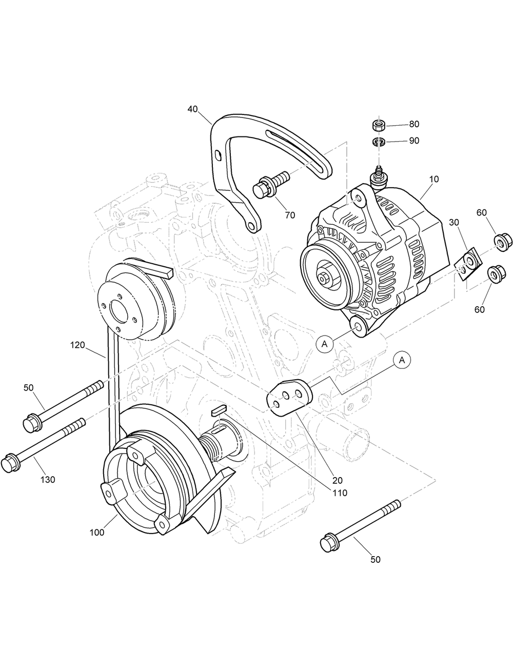 Alternator And Pulley Assembly Diagram and Parts List for 22530 414400000 - 999999999 Toro Lawn Tractor Accessories
