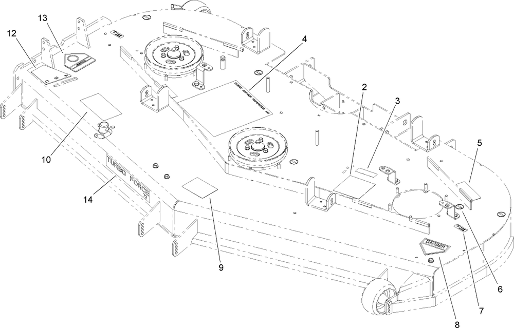 Deck Decal Assembly Diagram and Parts List for 74269 (260000001-260999999)(2006) Toro Lawn Mower