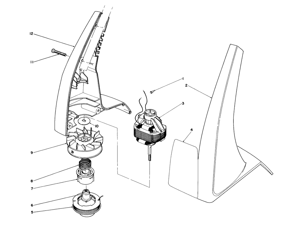 Motor And Housing Assembly Diagram and Parts List for 51235 3000001 - 3999999 Toro Trimmer