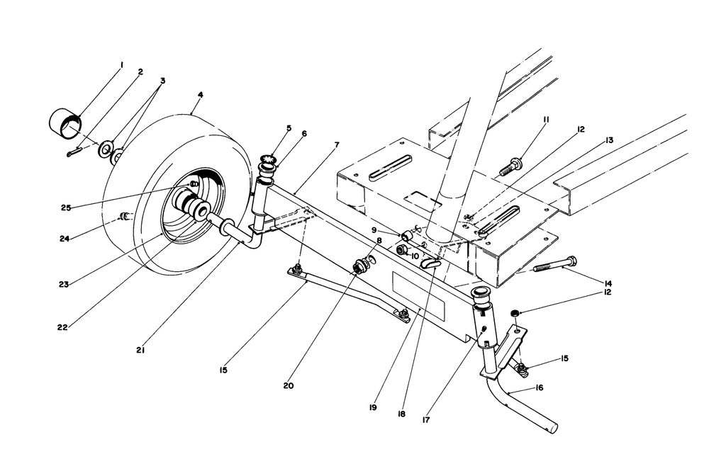 Front Axle Assembly Diagram and Parts List for 56125 2000001 - 2999999 Toro Lawn Tractor