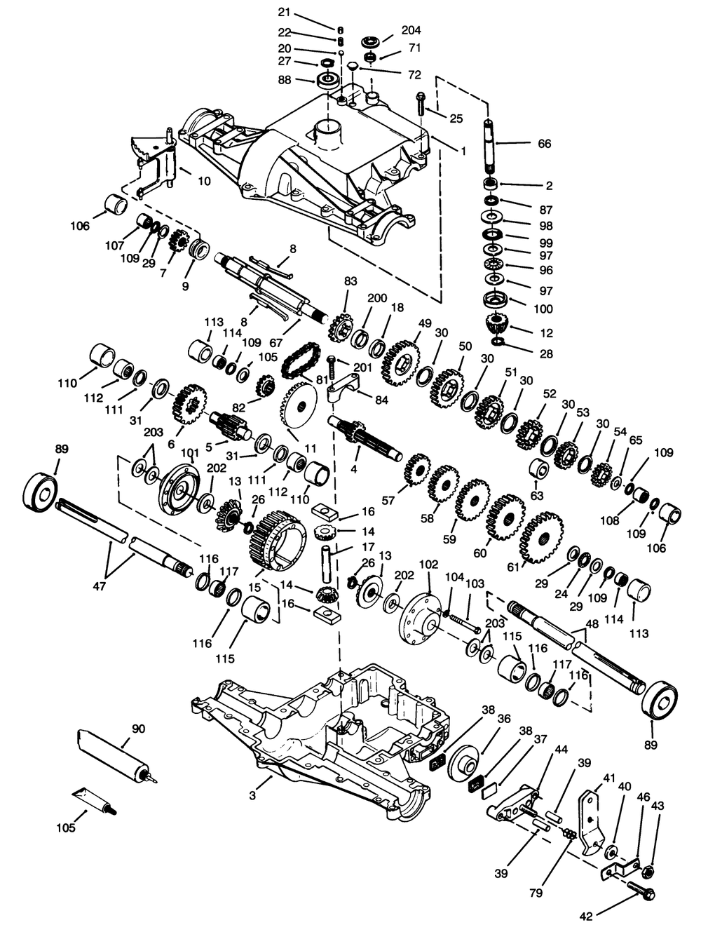 Peerless Transaxle 820-024 Diagram and Parts List for 72043 6900001 - 6999999 Toro Lawn Tractor