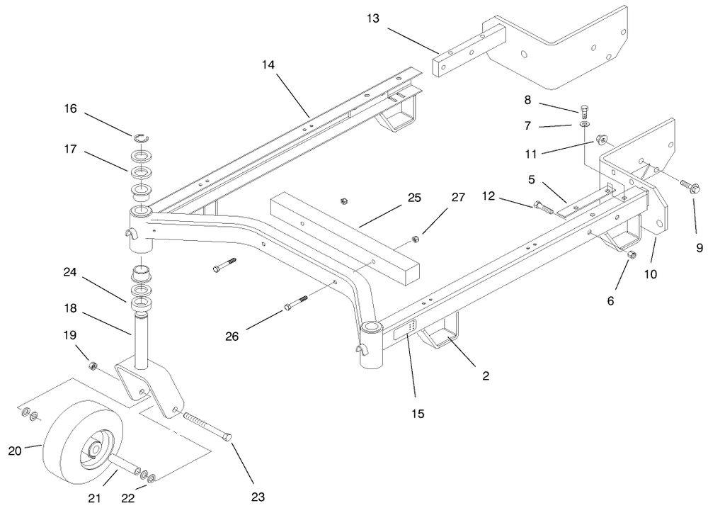 Carrier Frame Assembly Diagram and Parts List for 30139 990001 - 999999 Toro Lawn Mower