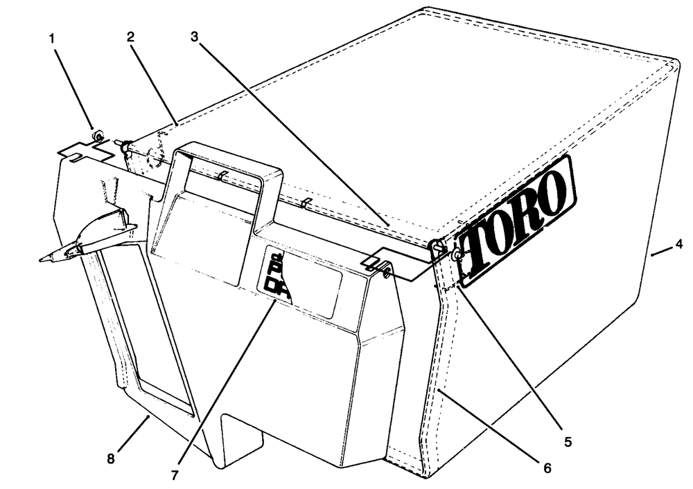 Grass Bag Assembly No. 11-0189 Diagram and Parts List for 20763B 39000001 - 39999999 Toro Lawn Mower