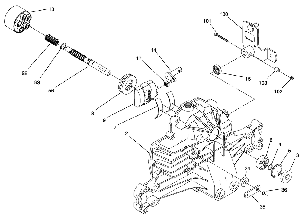 Hydro Transaxle Assembly Diagram and Parts List for 71196 6900001 - 6999999 Toro Lawn Tractor