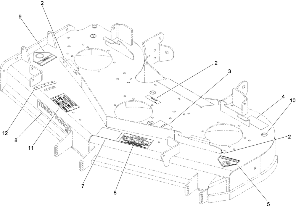 Deck Decal Assembly Diagram and Parts List for 74943CP (310000001-310999999)(2010) Toro Lawn Mower