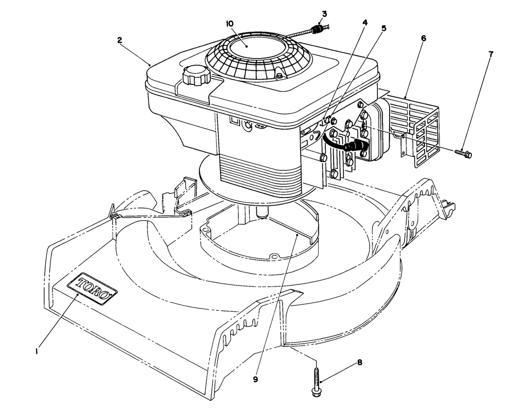 Engine Assembly Diagram and Parts List for 16400 4900001 - 4999999 Toro Lawn Mower