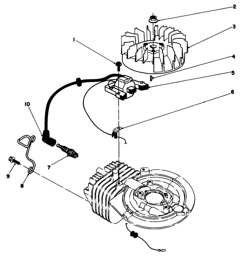 Flywheel & Magneto Assembly Diagram and Parts List for 22025 6000001 - 6999999 Toro Lawn Mower