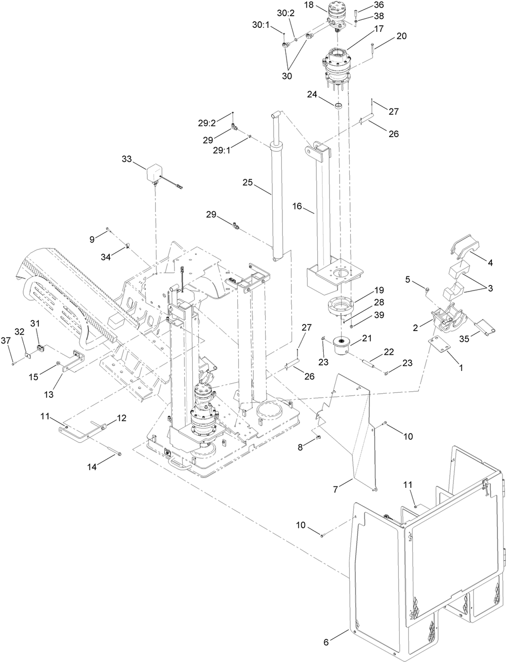 Planetary, Rod Guide  And Stakedown Cage Assembly Diagram and Parts List for 23898 400000000 - 999999999 Toro Lawn Tractor Accessories
