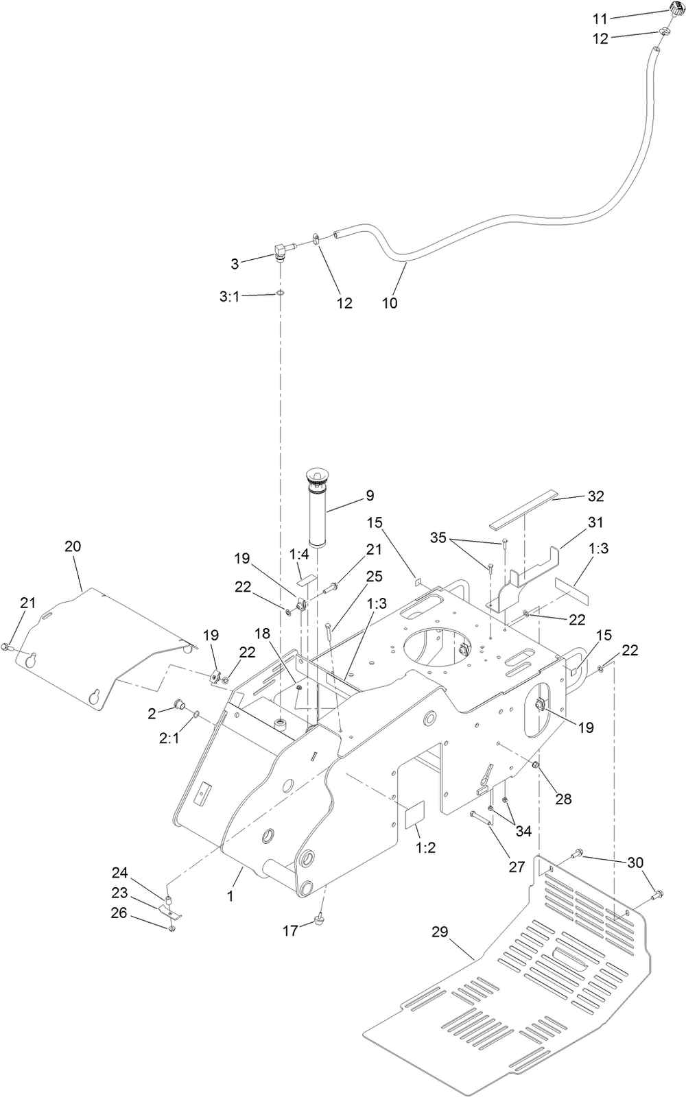 Main Frame Assembly Diagram and Parts List for 22974 400000000 - 401999999 Toro Lawn Tractor Accessories