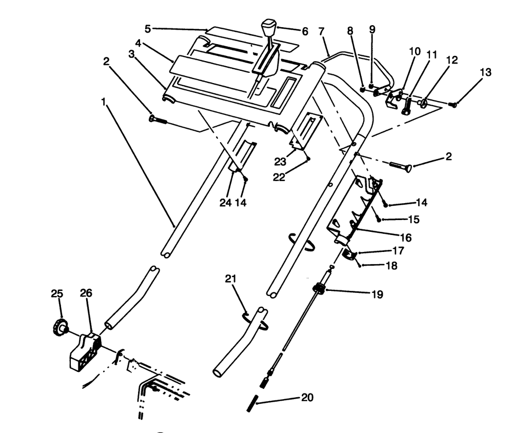 S.P. Handle Assembly Diagram and Parts List for 20922B 39000001 - 39999999 Toro Lawn Mower