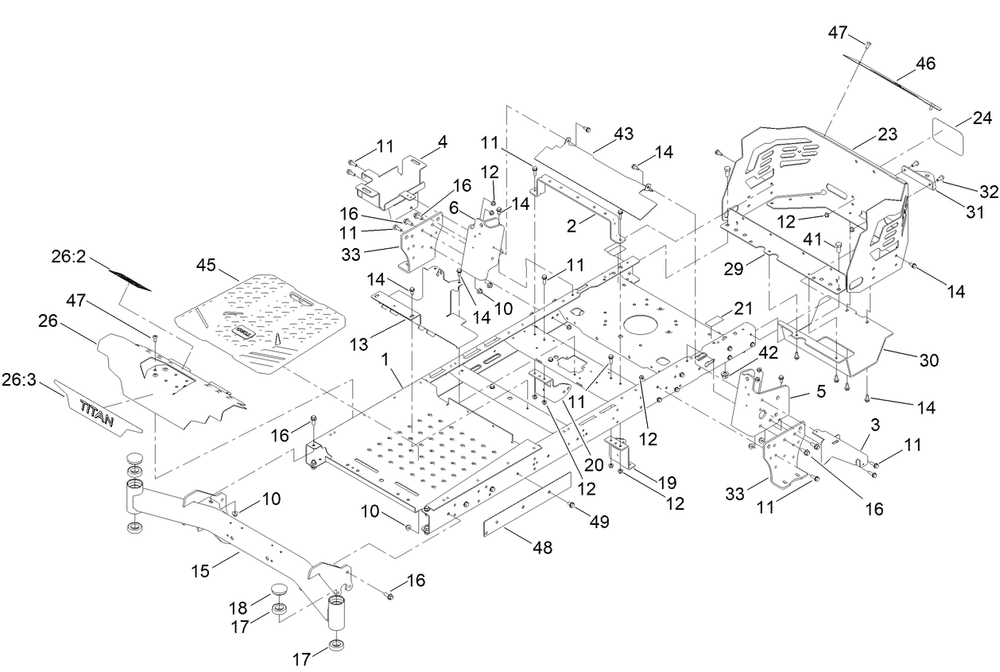 Frame Assembly Diagram and Parts List for 75305 412300000 - 999999999 Toro Lawn Tractor