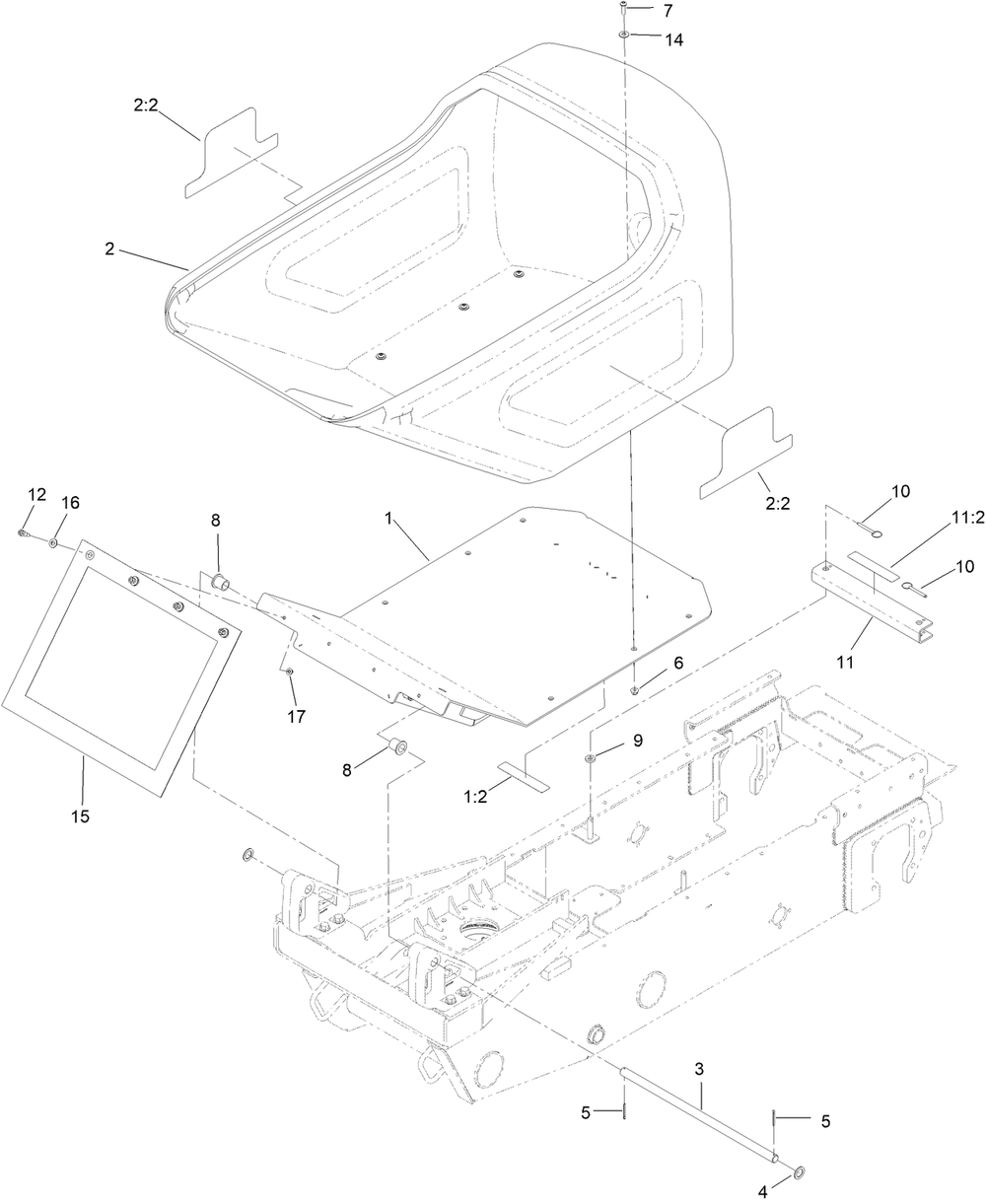 Hopper Assembly Diagram and Parts List for 68141 414400369 - 999999999 Toro Lawn Tractor Accessories