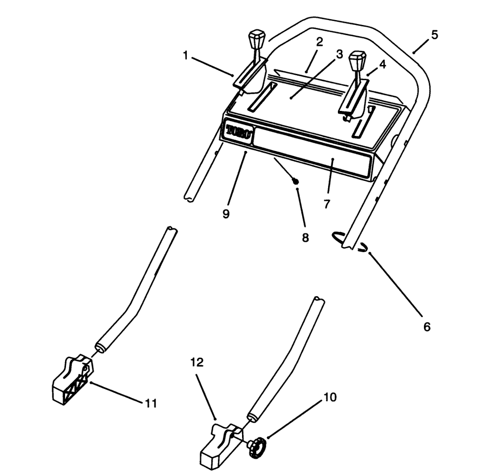 Handle Assembly Diagram and Parts List for 26640B 3900001 - 3999999 Toro Lawn Mower