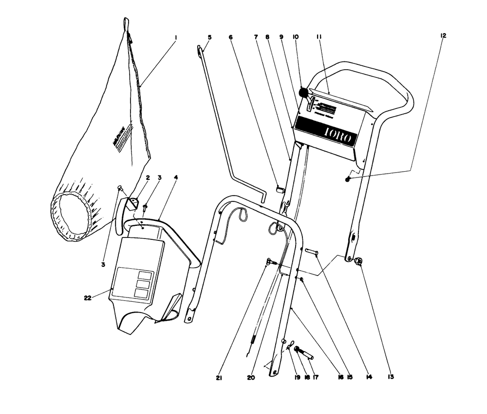 Handle Assembly Diagram and Parts List for 21500 5000001 - 5999999 Toro Lawn Mower