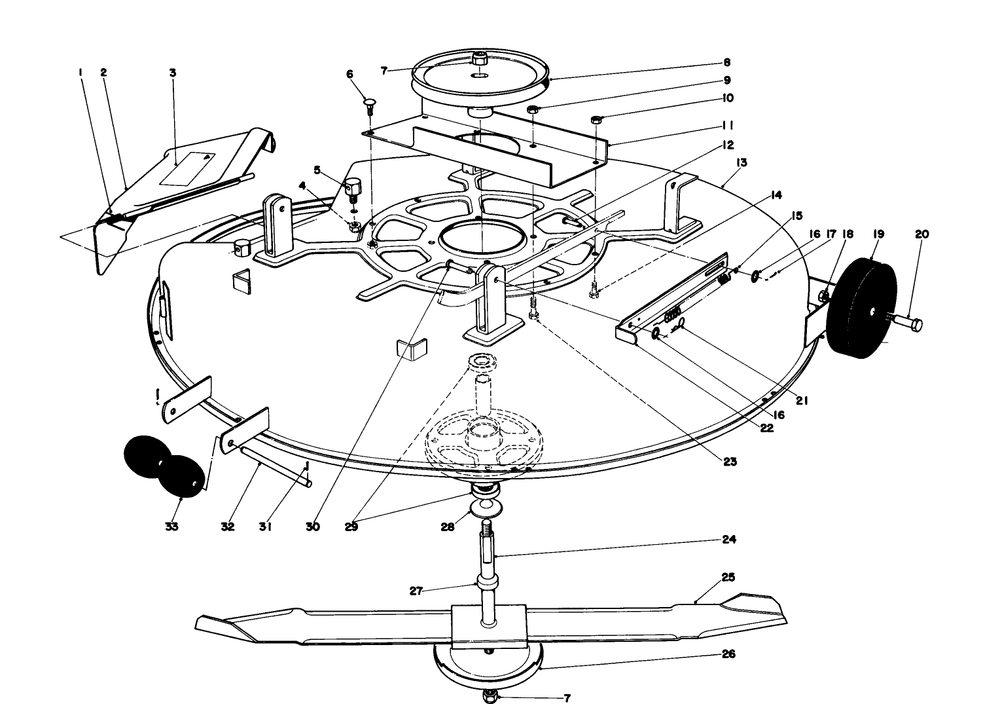 Cutting Deck Diagram and Parts List for 57360 0000001 - 0999999 Toro Lawn Tractor