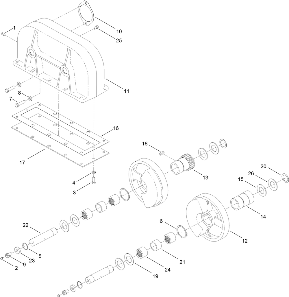 Gear Case Assembly No. Auh530204 Diagram and Parts List for 25403 400000000 - 401399999 Toro Lawn Tractor Accessories
