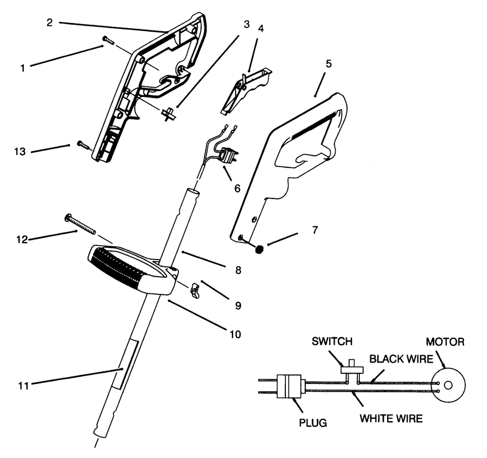 Handle Assembly Diagram and Parts List for 51326 59000001 - 59999999 Toro Trimmer