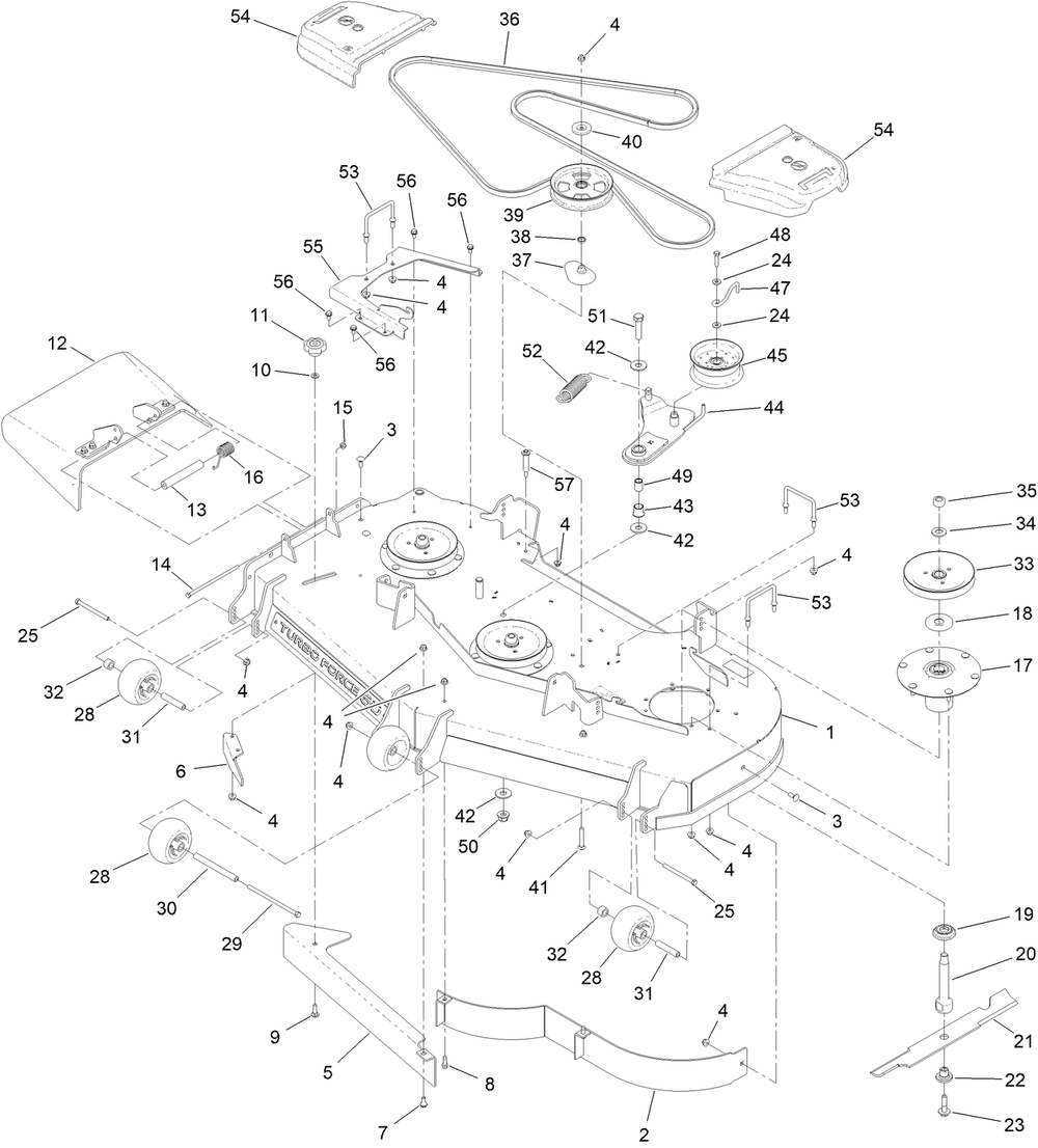 60 Inch Deck Assembly Diagram and Parts List for 72514 400000000 - 414499999 Toro Lawn Mower