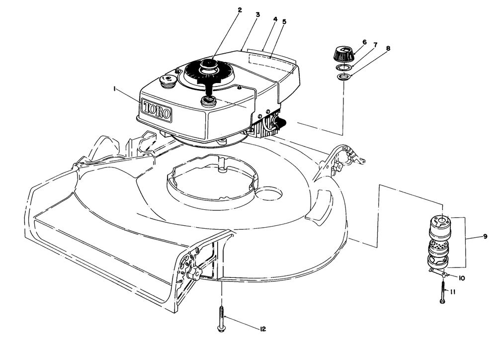 Engine Assembly Diagram and Parts List for 16165 3000001 - 3999999 Toro Lawn Mower