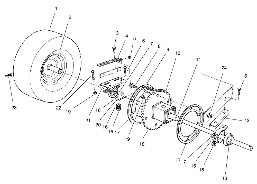Rear Axle Assembly Diagram and Parts List for 70122 9900001 - 9999999 Toro Lawn Tractor