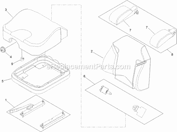 Seat Assembly No. 125-3107 Diagram and Parts List for 74940 313000001-313999999 Toro Lawn Mower