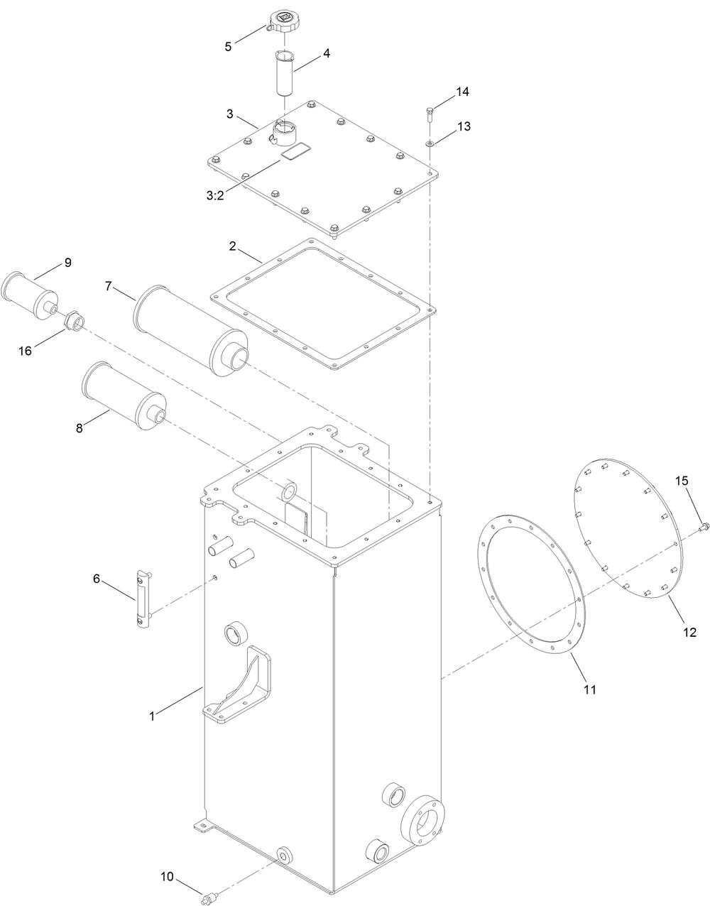 Hydraulic Tank Assembly No. Au116143 Diagram and Parts List for 23898 400000000 - 999999999 Toro Lawn Tractor Accessories
