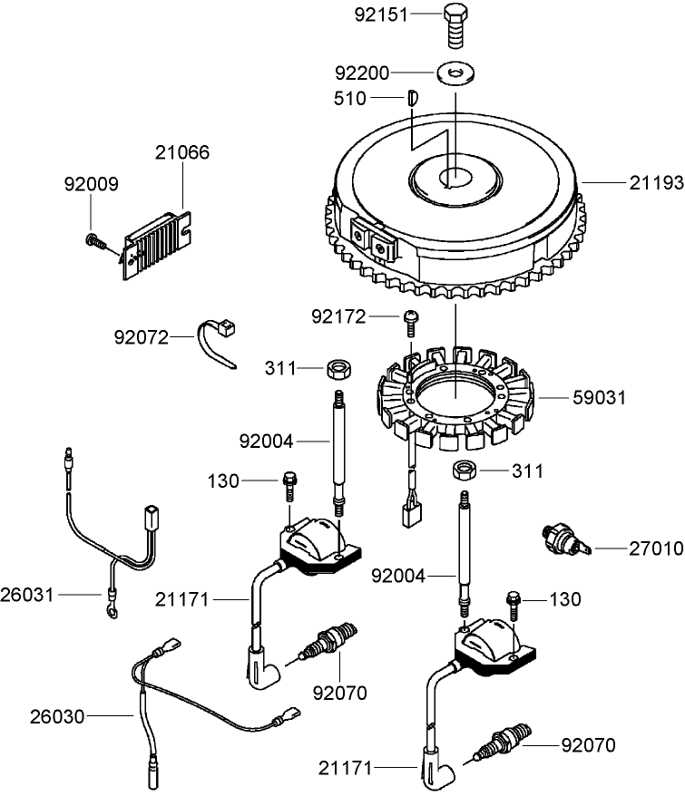 Electric Equipment Assembly Diagram and Parts List for 74409TE (280000001-280999999)(2008) Toro Lawn Mower