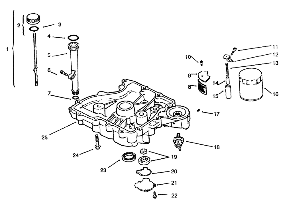 Oil Pan/Lubrication Diagram and Parts List for 72063 4900001 - 4999999 Toro Lawn Tractor