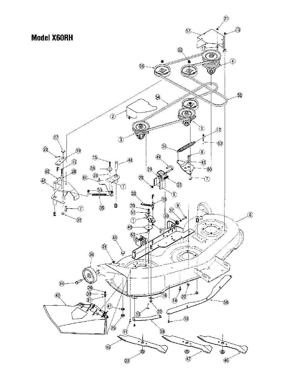 Deck-model x60rh Diagram and Parts List for LX420  Toro Lawn Tractor