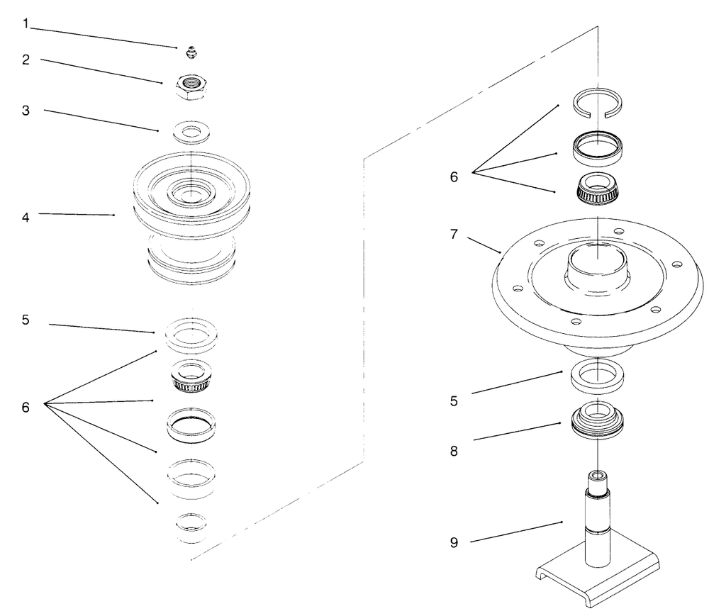 Spindles No. 54-7781 Diagram and Parts List for 30154 690001 - 699999 Toro Lawn Mower