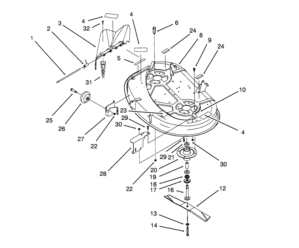 Housing & Spindle Assembly (38" Cutting Unit)(Model No. 71213 Only) Diagram and Parts List for 71191 5910001 - 5999999 Toro Lawn Tractor