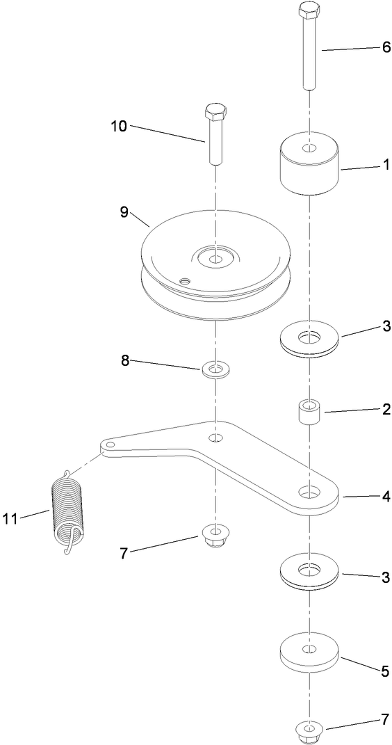 Pump Idler Assembly Diagram and Parts List for 74568TE (310000001-310999999)(2010) Toro Lawn Mower
