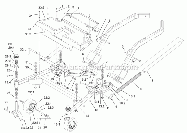 Carrier Frame Assembly Diagram and Parts List for 74804TE 220000001-220999999 Toro Lawn Mower