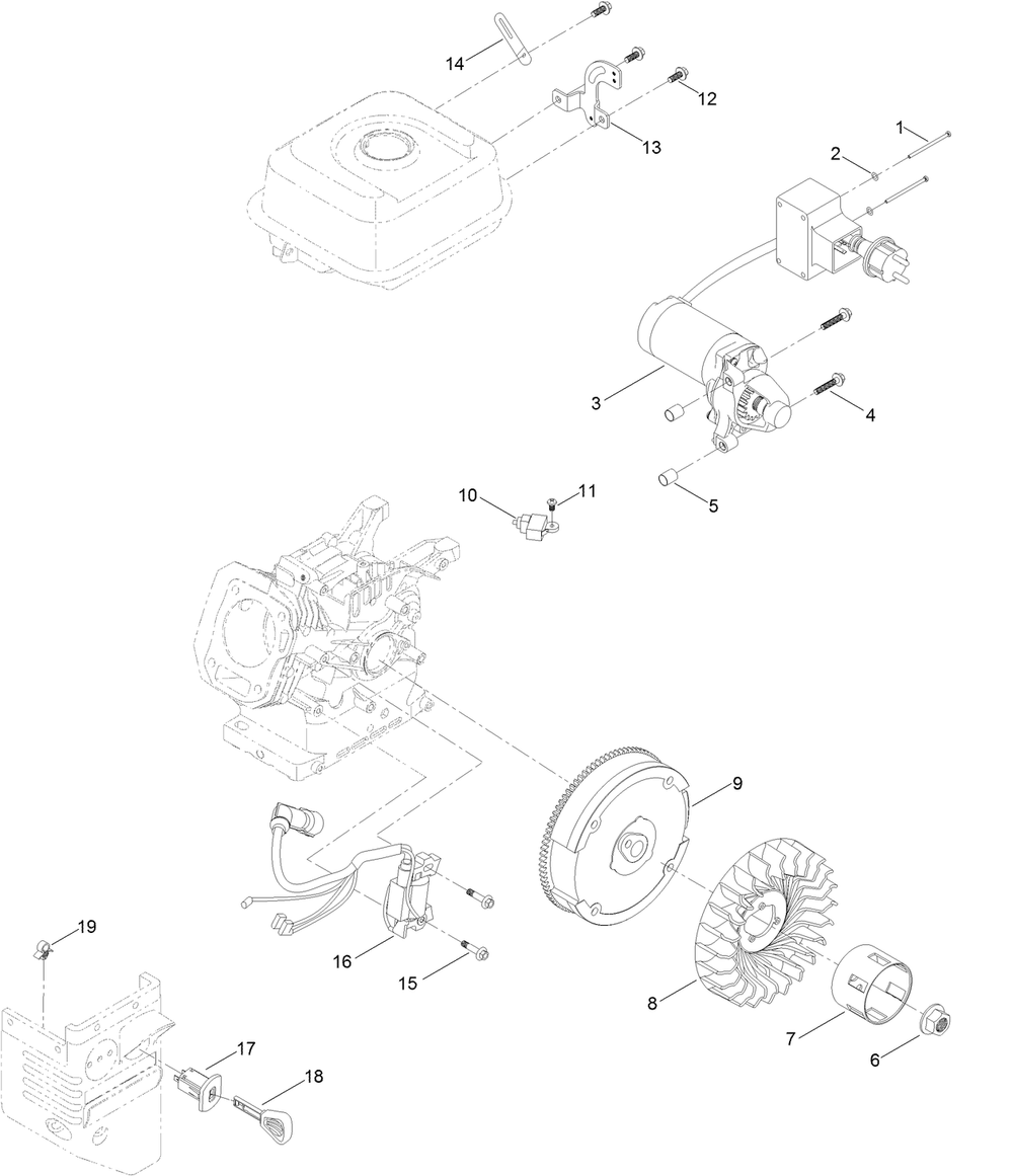 Ignition Coil Assembly Diagram and Parts List for 38812 409000000 - 411499999 Toro Snow Blower