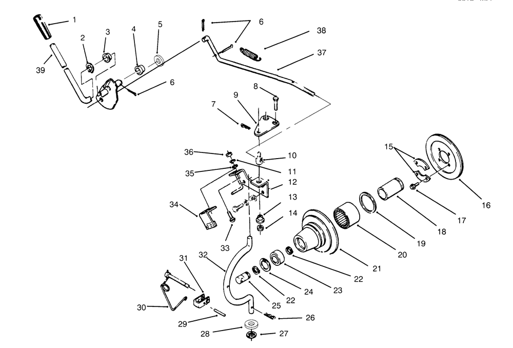 Pto Clutch & Control Diagram and Parts List for 73501 59000412 - 59002868 Toro Lawn Tractor