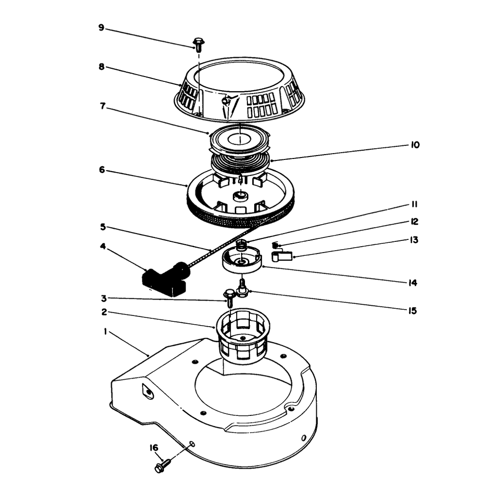 Recoil Assembly (Model No. 47pn2-7) Diagram and Parts List for 22043 3900965 - 3999999 Toro Lawn Mower