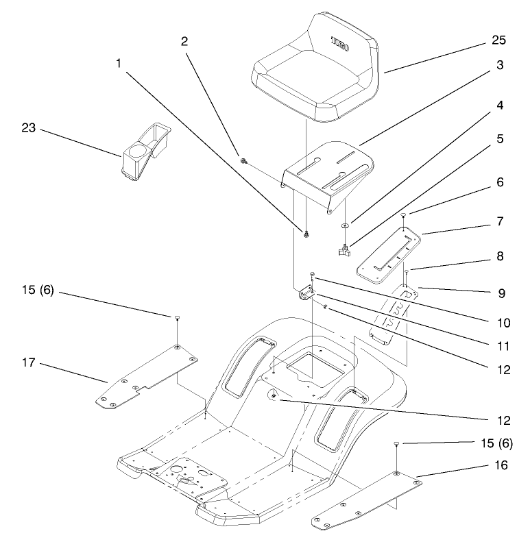 Seat Assembly Diagram and Parts List for 71215 7900001 - 7999999 Toro Lawn Tractor