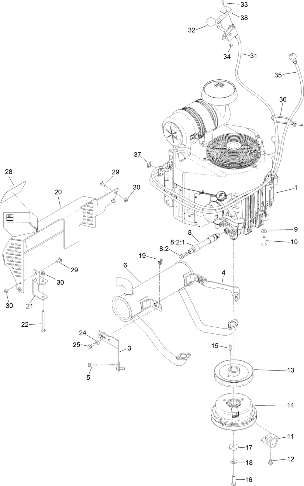 Engine Assembly Diagram and Parts List for 74504TE 400000000-404319999 Toro Lawn Mower
