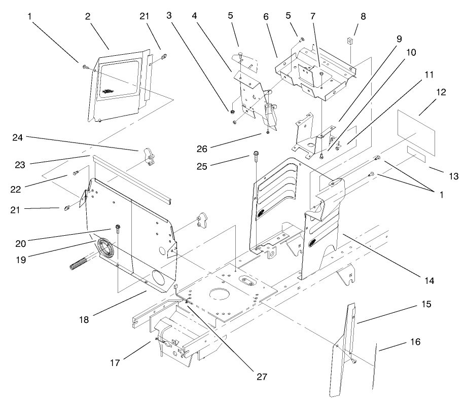 Hoodstand & Firewall Assembly Diagram and Parts List for 72070 9900001 - 9999999 Toro Lawn Tractor