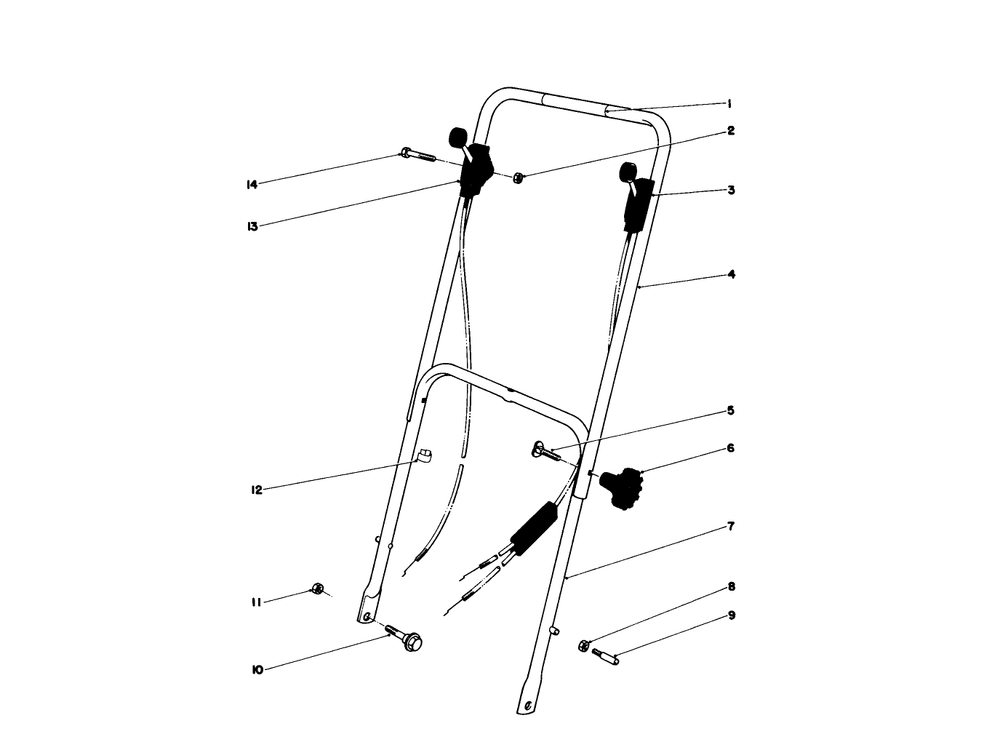Handle Assembly Model 16297 Diagram and Parts List for 16165 1000001 - 1999999 Toro Lawn Mower
