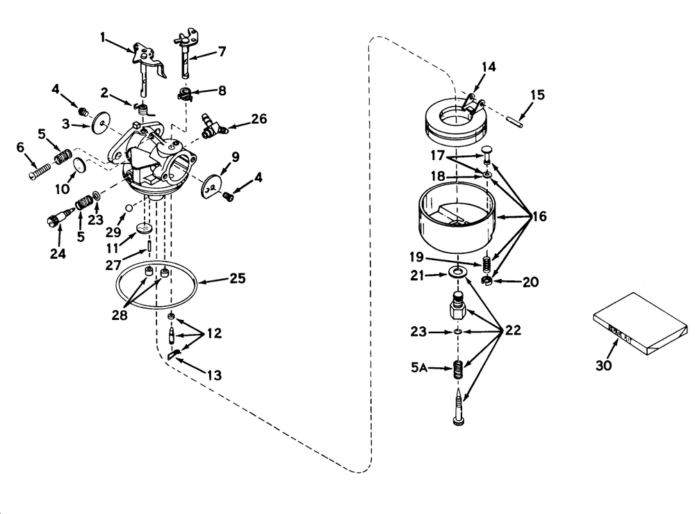 Carburetor No. 631101 Diagram and Parts List for 51060 000001 - 099999 Toro Lawn Tractor
